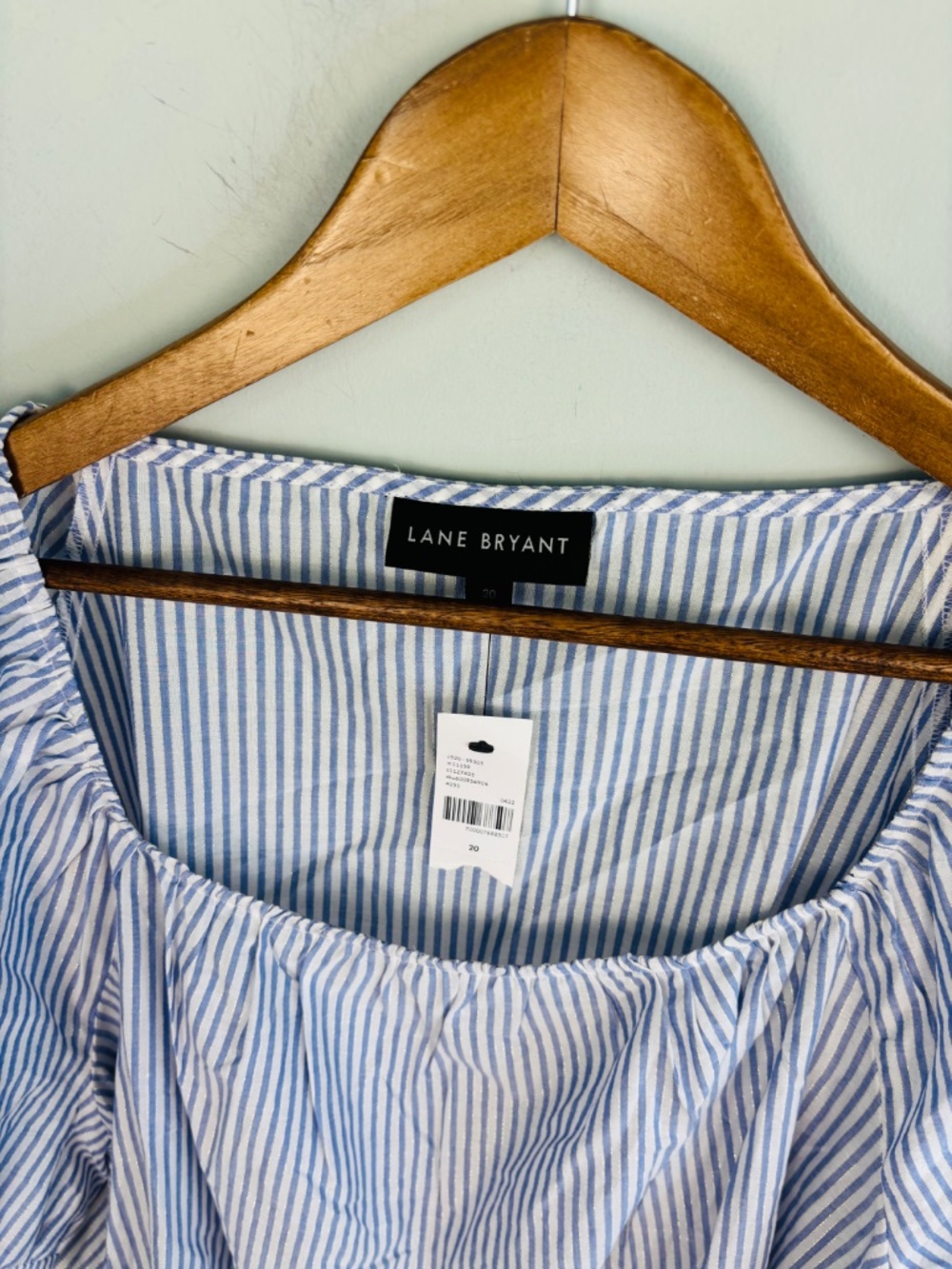 Lane Bryant Striped Metallic Trim Puff Sleeve Top NWT Size 20 - Picture 3 of 4